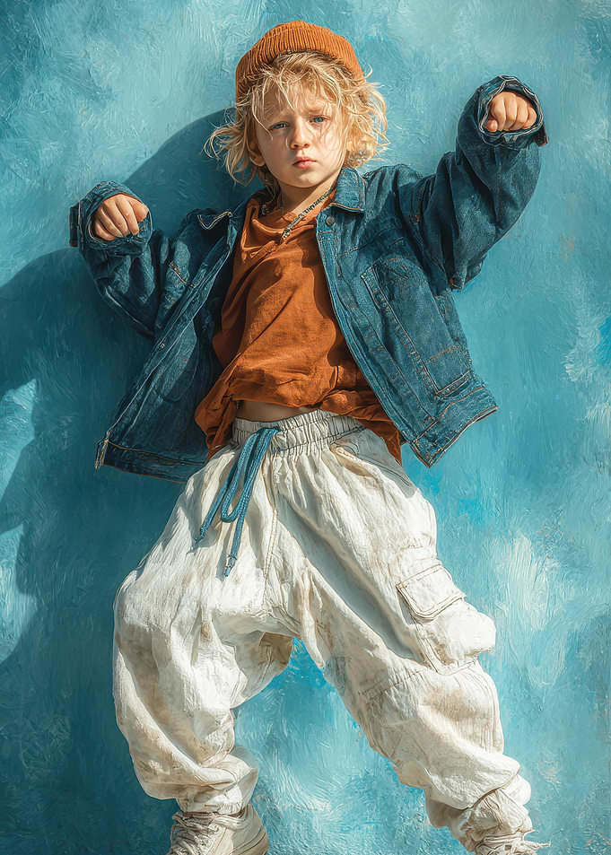 Stylish Young Boy in Denim Jacket