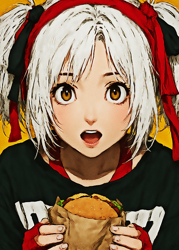 Anime Girl with Burger