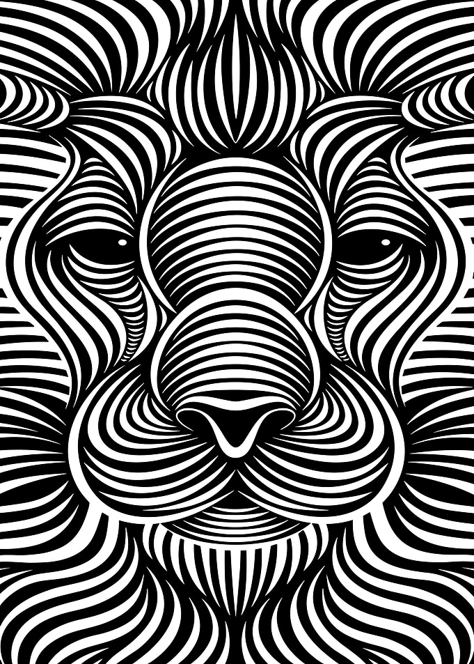 Abstract Lion Black and White Stripes