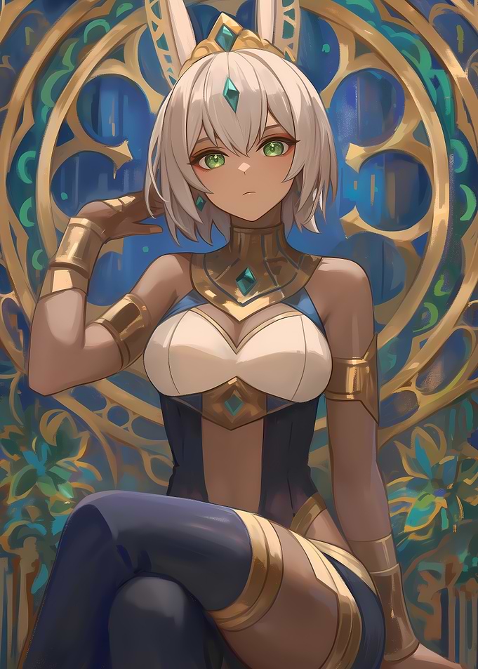 Anime Girl with Rabbit Ears Crown