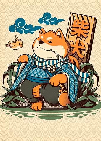 Shiba Inu Samurai Illustration
