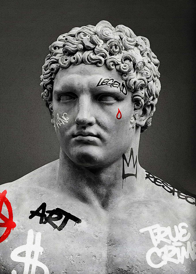 Graffiti God – Urban Rebel Classical Statue Wall Art