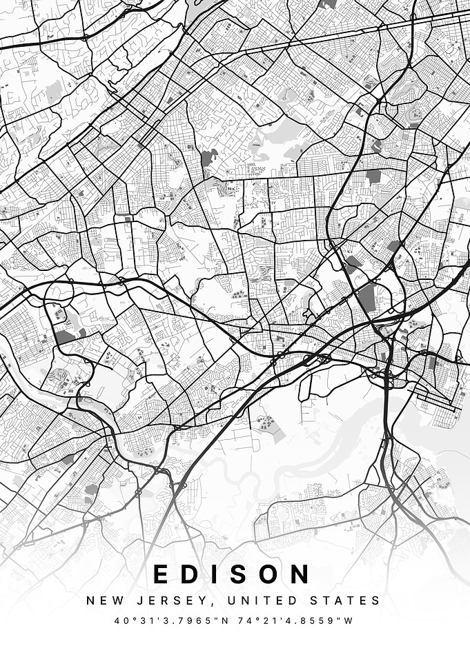 Edison New Jersey USA Map