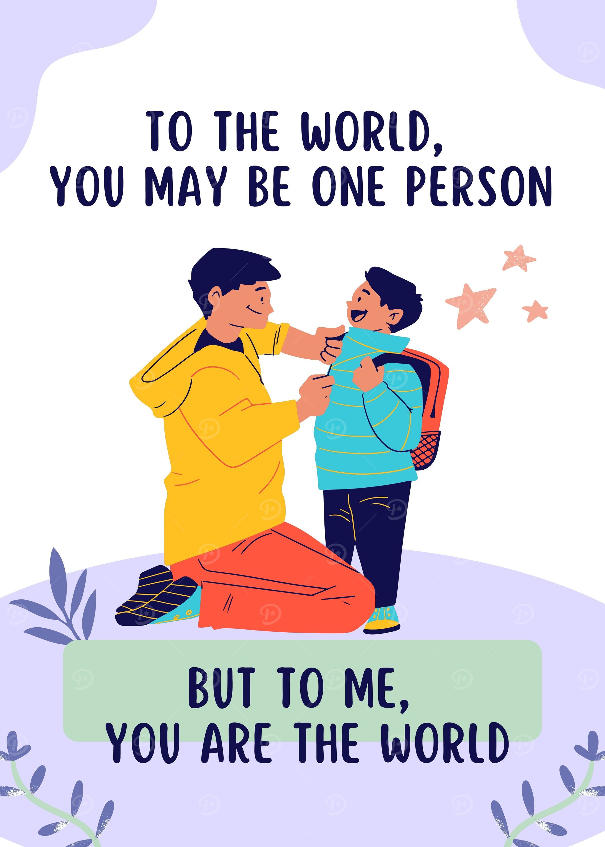 Father and Son Illustration with Quote