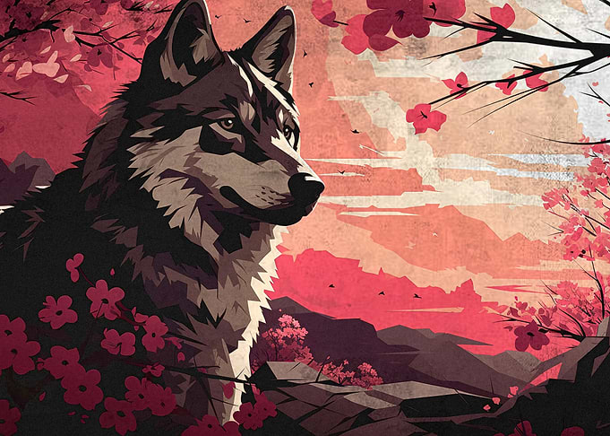 Wolf Cherry Blossom Landscape
