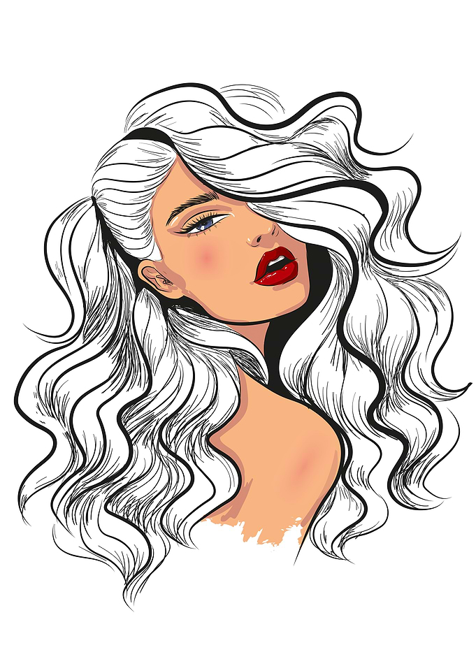 Woman with Wavy Hair Illustration