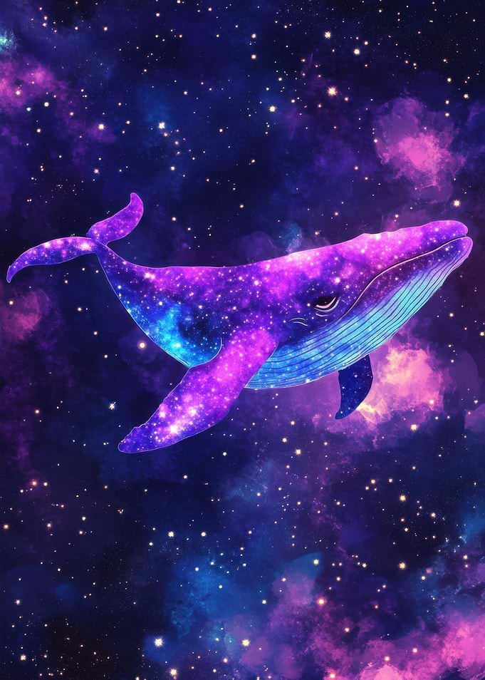 Cosmic Whale in Starry Galaxy