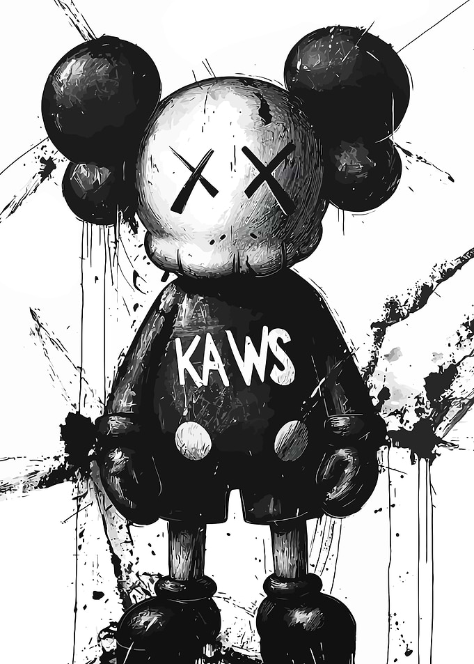 KAWS Companion Black and White Art