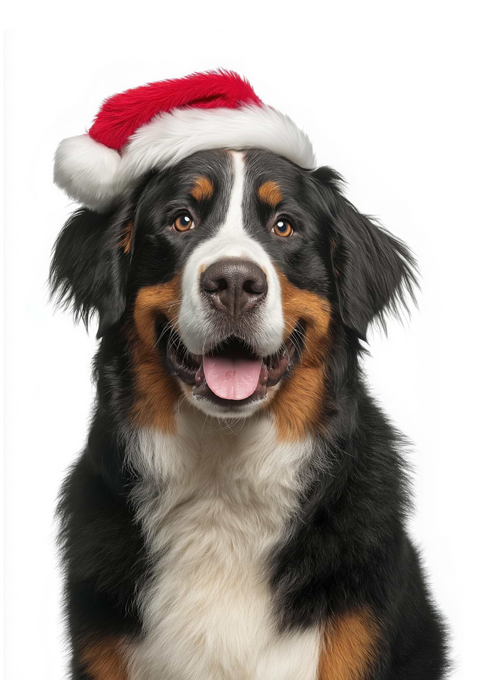 Bernese Mountain Dog Santa Portrait