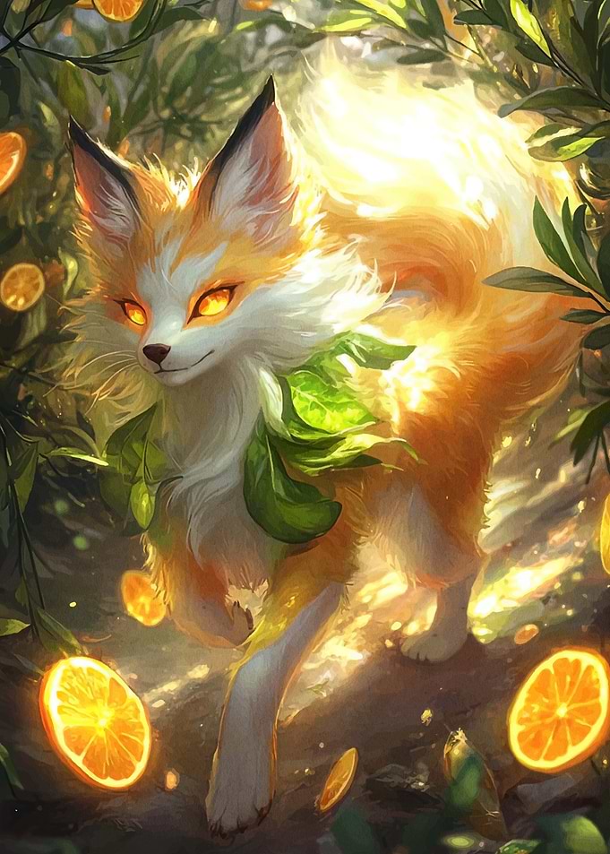 Orange Fox with Glowing Eyes
