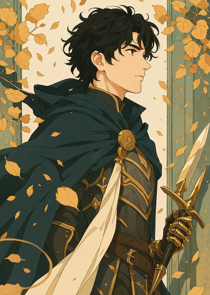 Anime Warrior with Spear and Cape