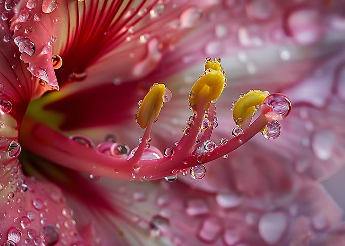 Pink Flower with Water Droplets