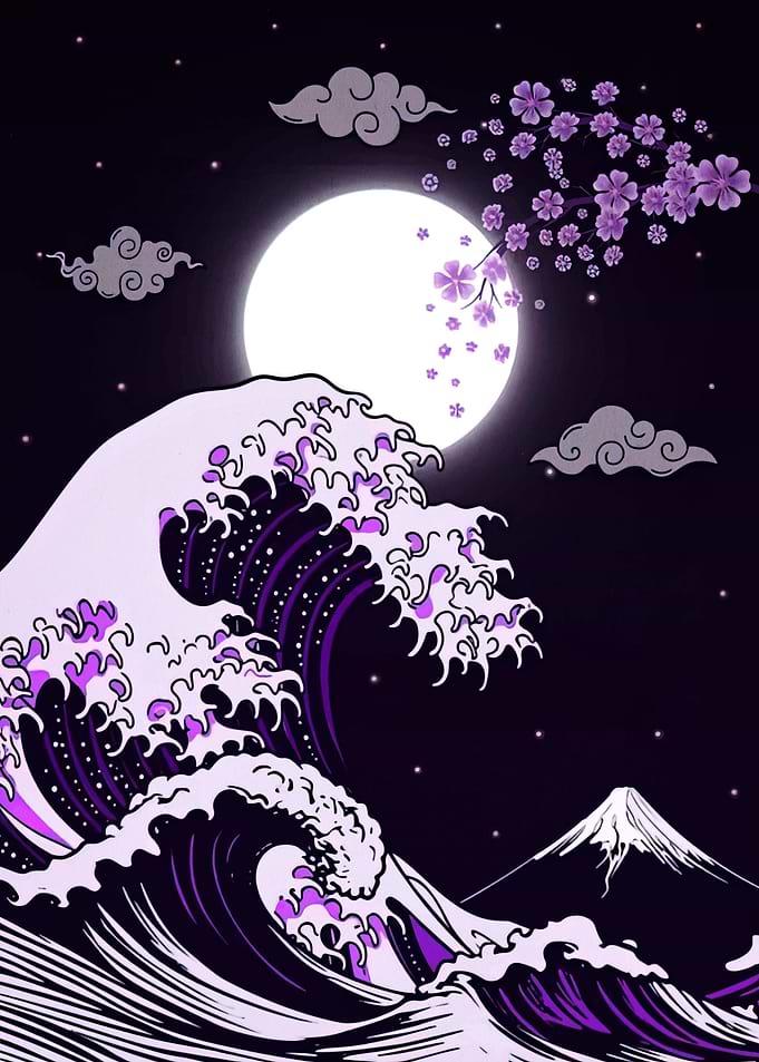 Great Wave Purple Night