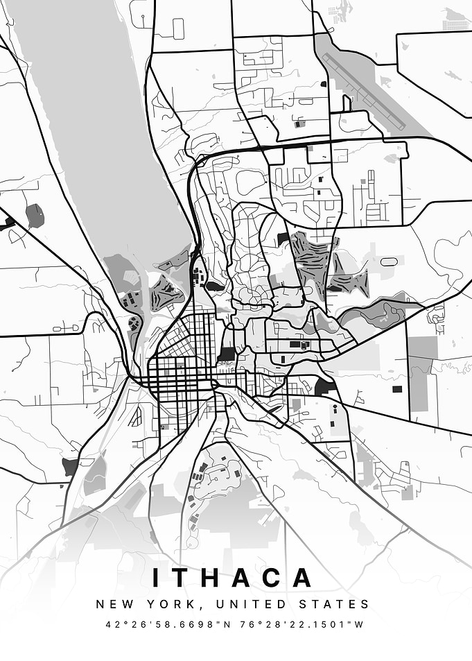 Ithaca, New York USA Map