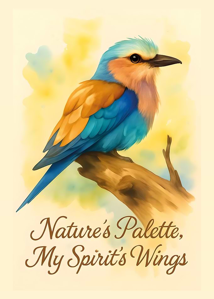 Colorful Bird on Branch Art