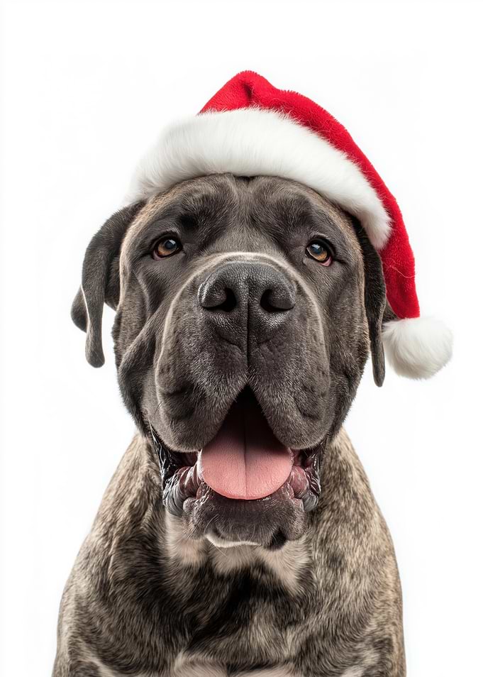 Mastiff Dog with Santa Hat