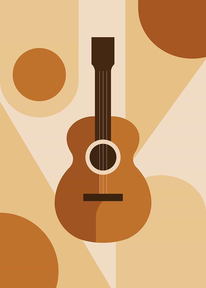 Minimalist acoustic guitar with geometric shapes