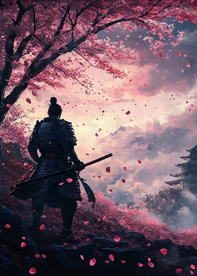 Samurai Cherry Blossom Landscape