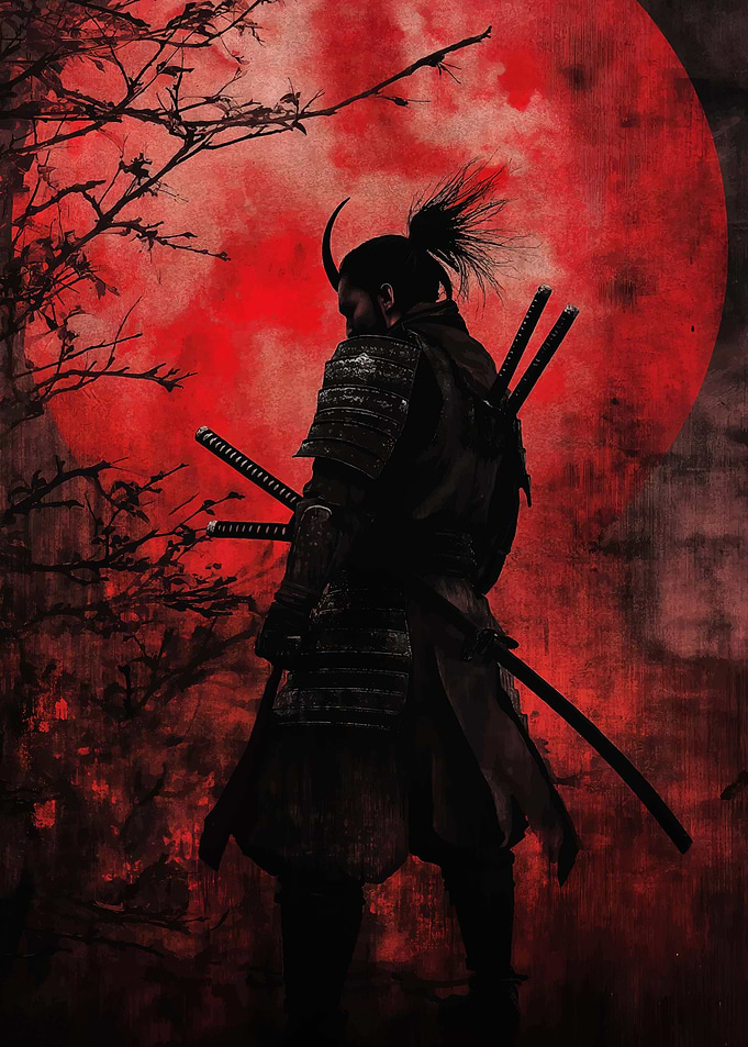 Samurai Warrior Red Moon
