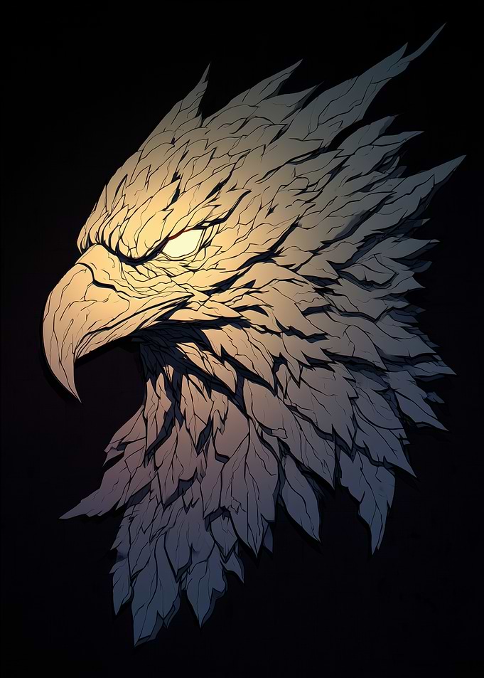 Eagle Head Illustration on Black Background