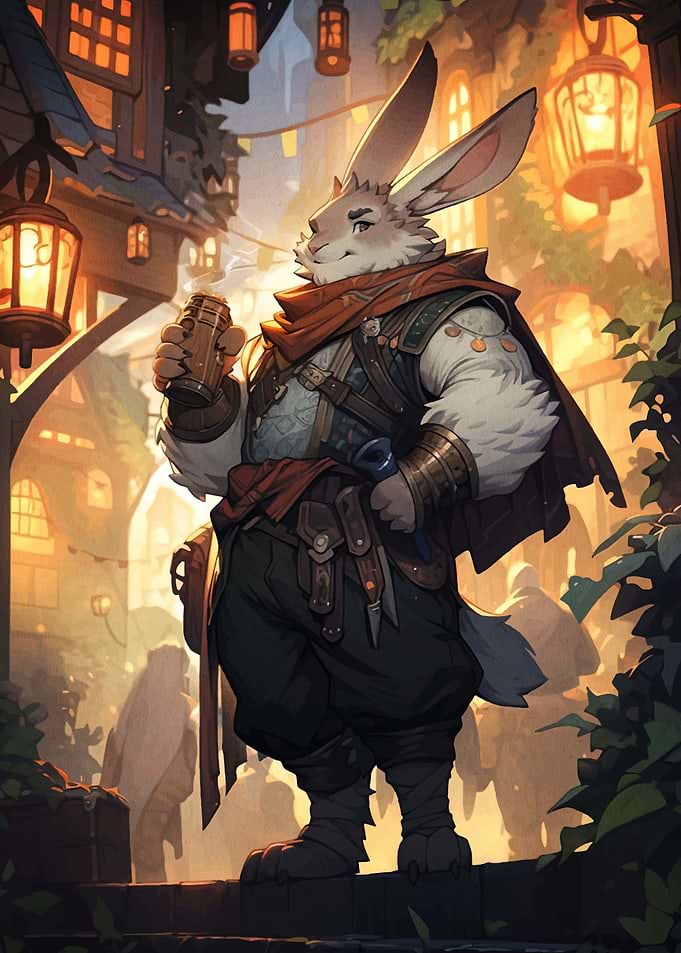 Anthropomorphic Rabbit Character in Fantasy Setting