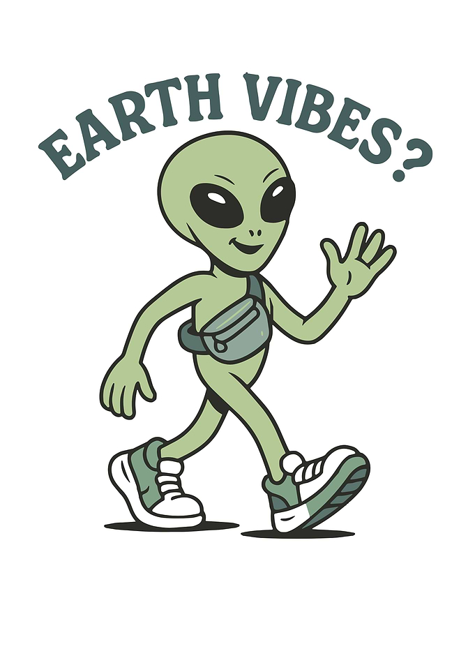 Earth Vibes Alien Cartoon