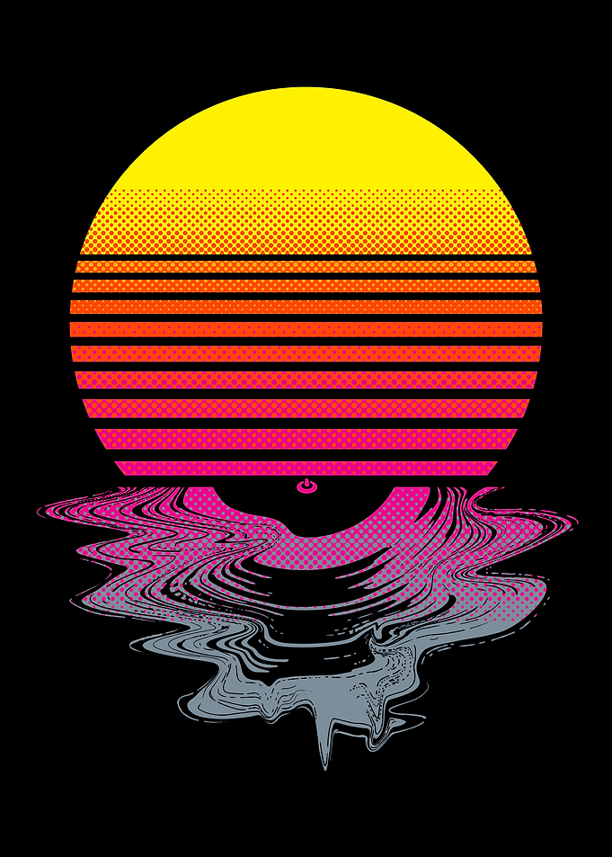Retro Sunset Melting LP Record