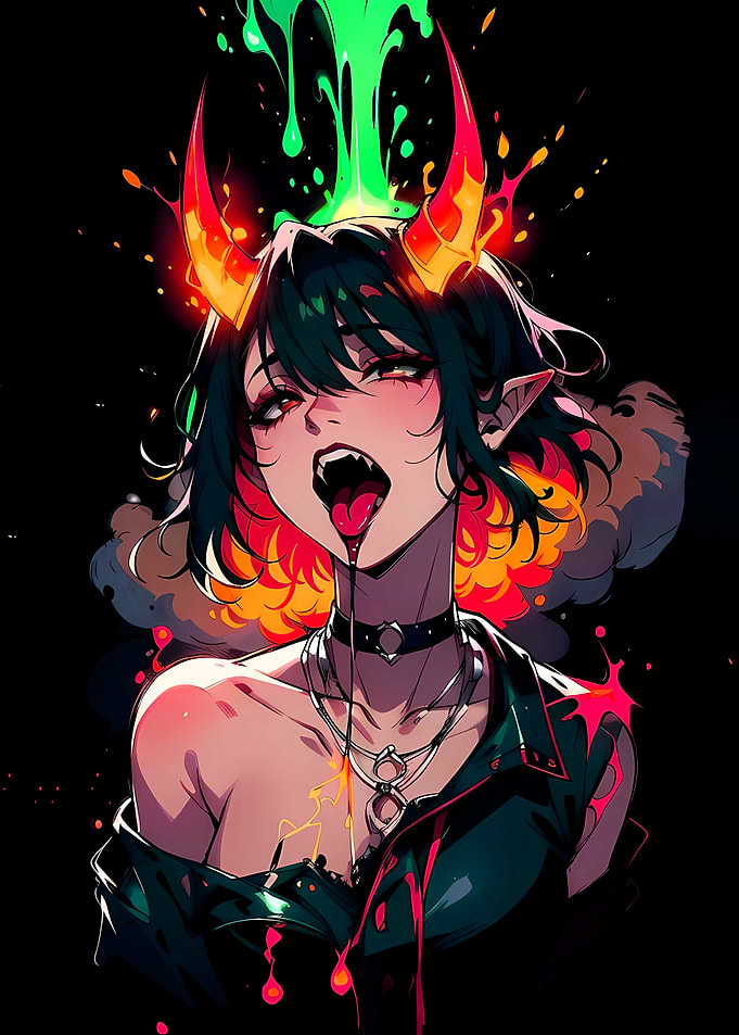 Anime Demon Girl with Horns