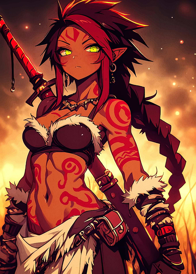 Anime Warrior Woman with Sword