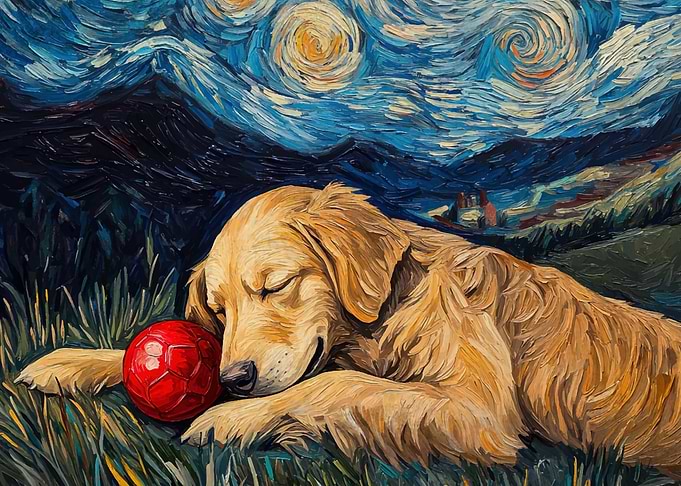 Golden Retriever Sleeping Ball