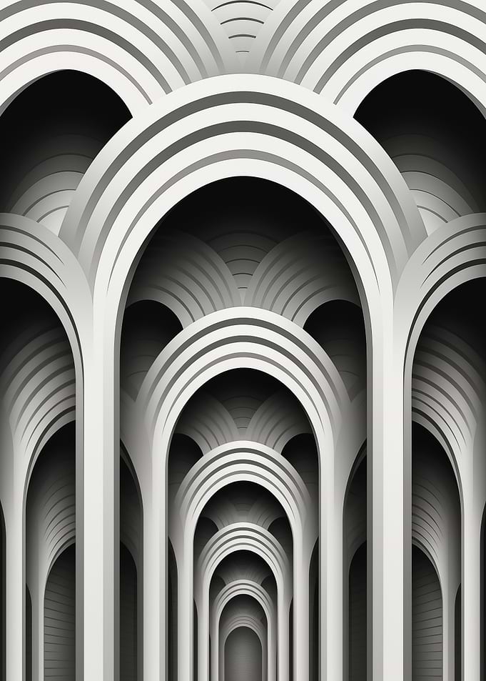 Abstract Arches in Gray