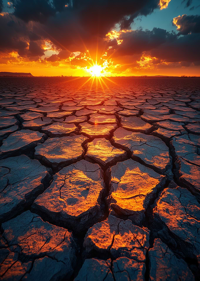 Cracked Earth at Sunset