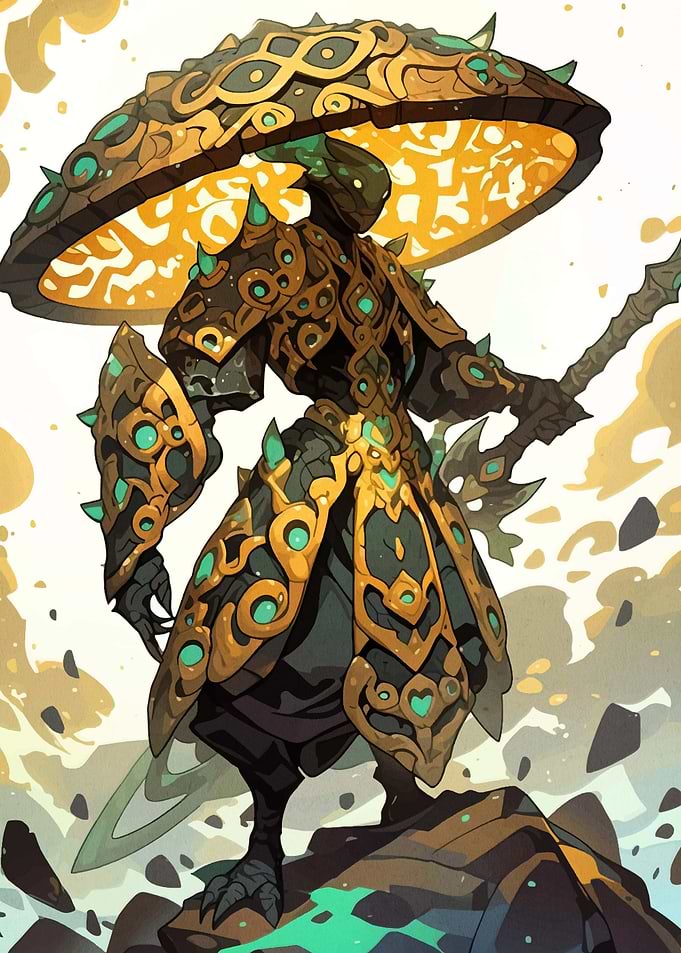 Golden Warrior with Parasol