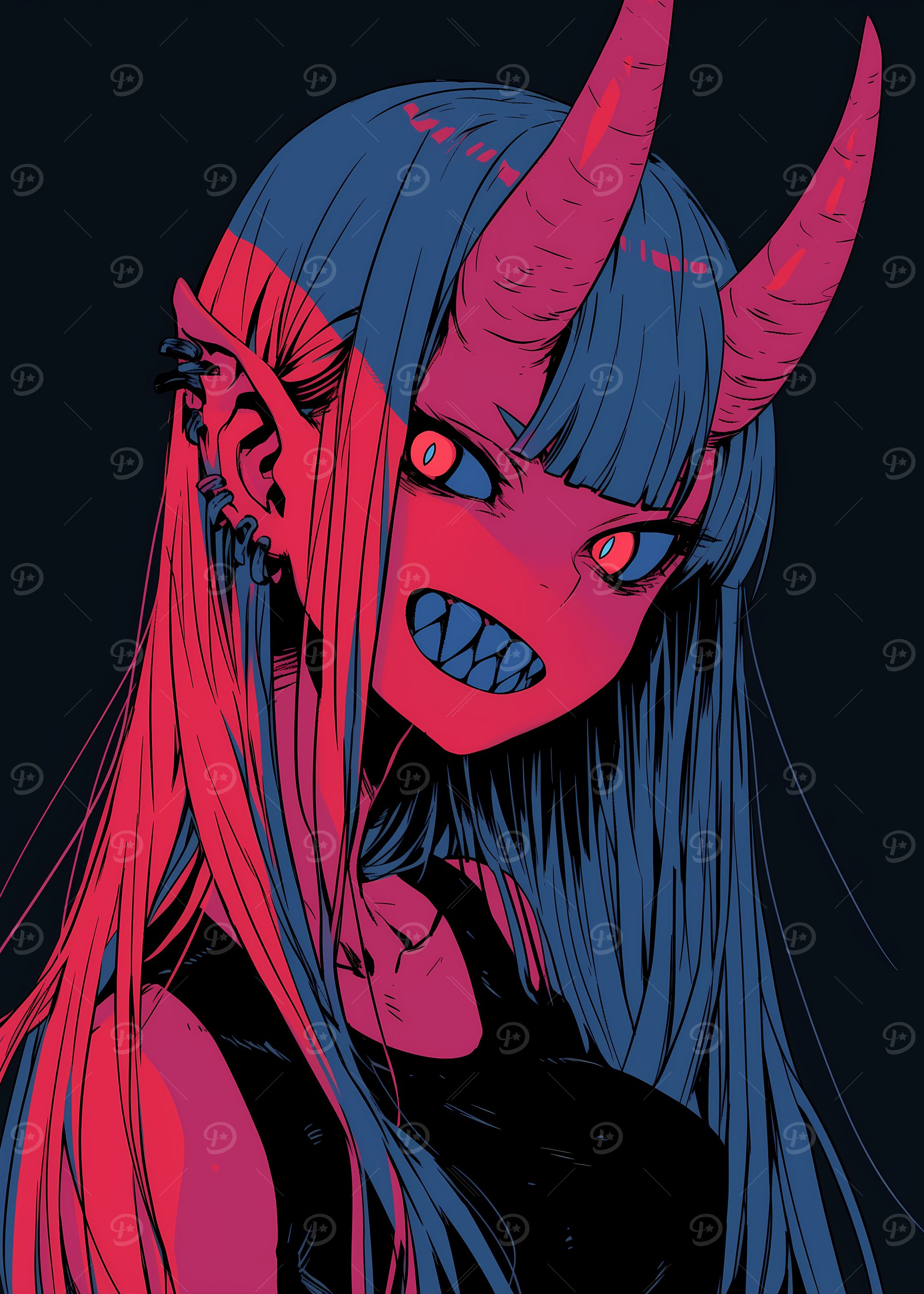 Anime Demon Girl with Horns