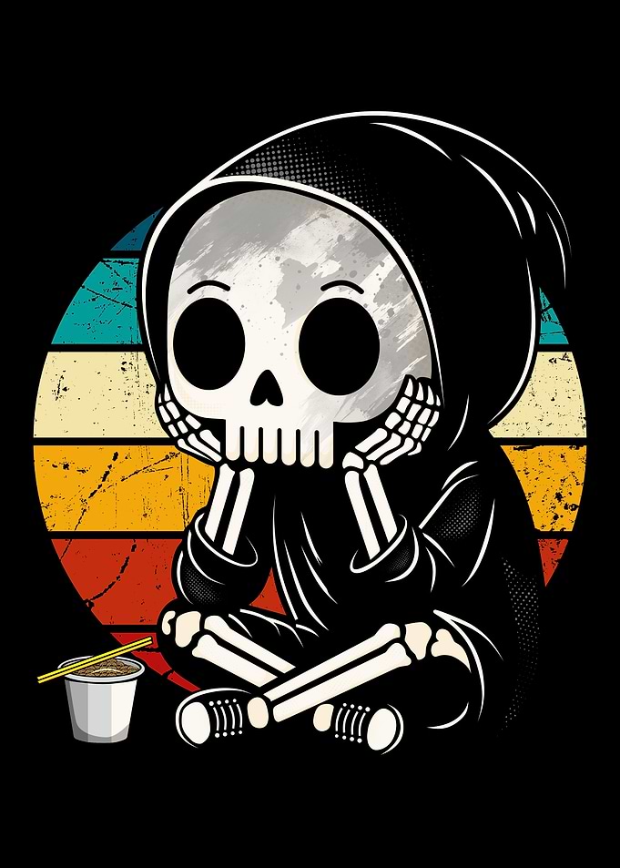 Pensive Grim Reaper with Noodles
