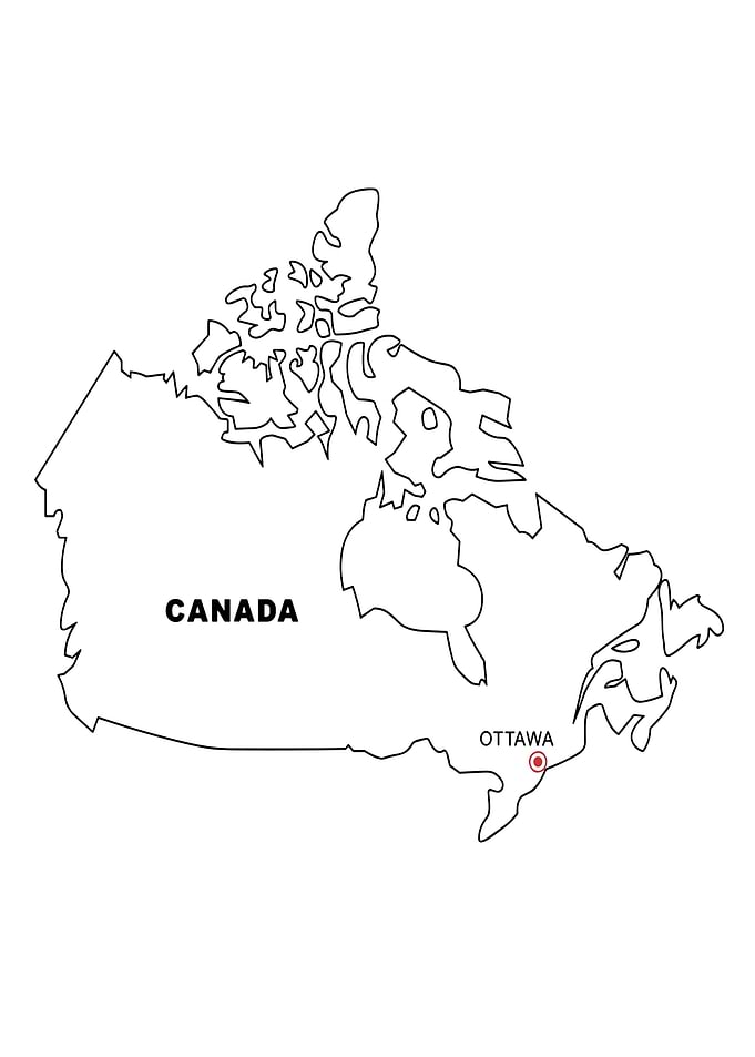 Canada Map Outline with Ottawa