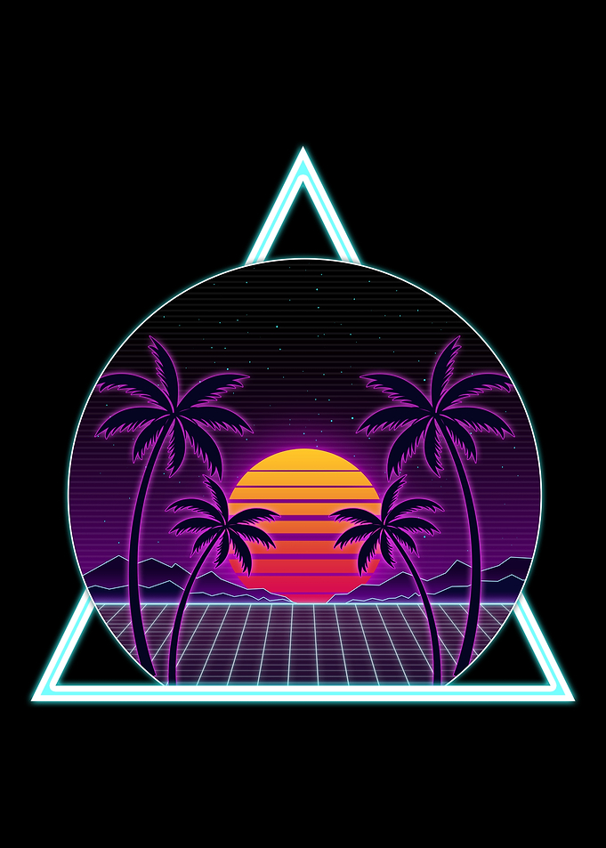Synthwave Sunset with Palm Trees