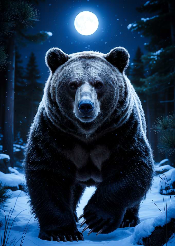 Lunar Guardian – Ethereal Winter Sentinel Under the Frosted Moon