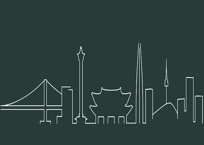 Seoul Skyline Minimalist White Outline