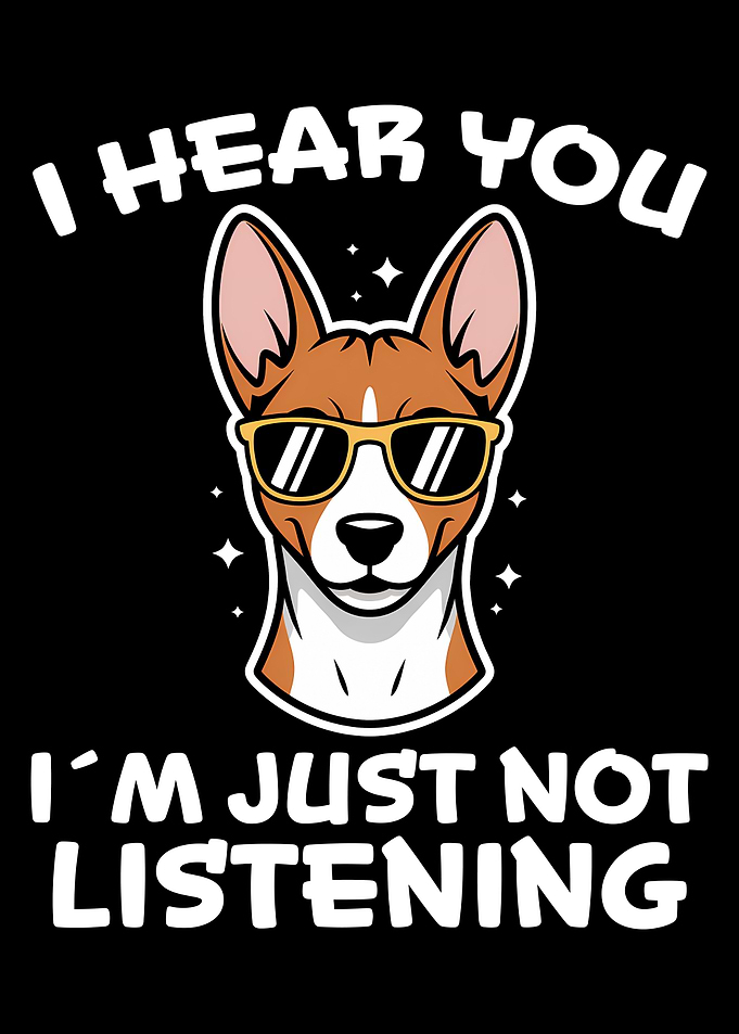 Basenji Dog with Sunglasses - Not Listening