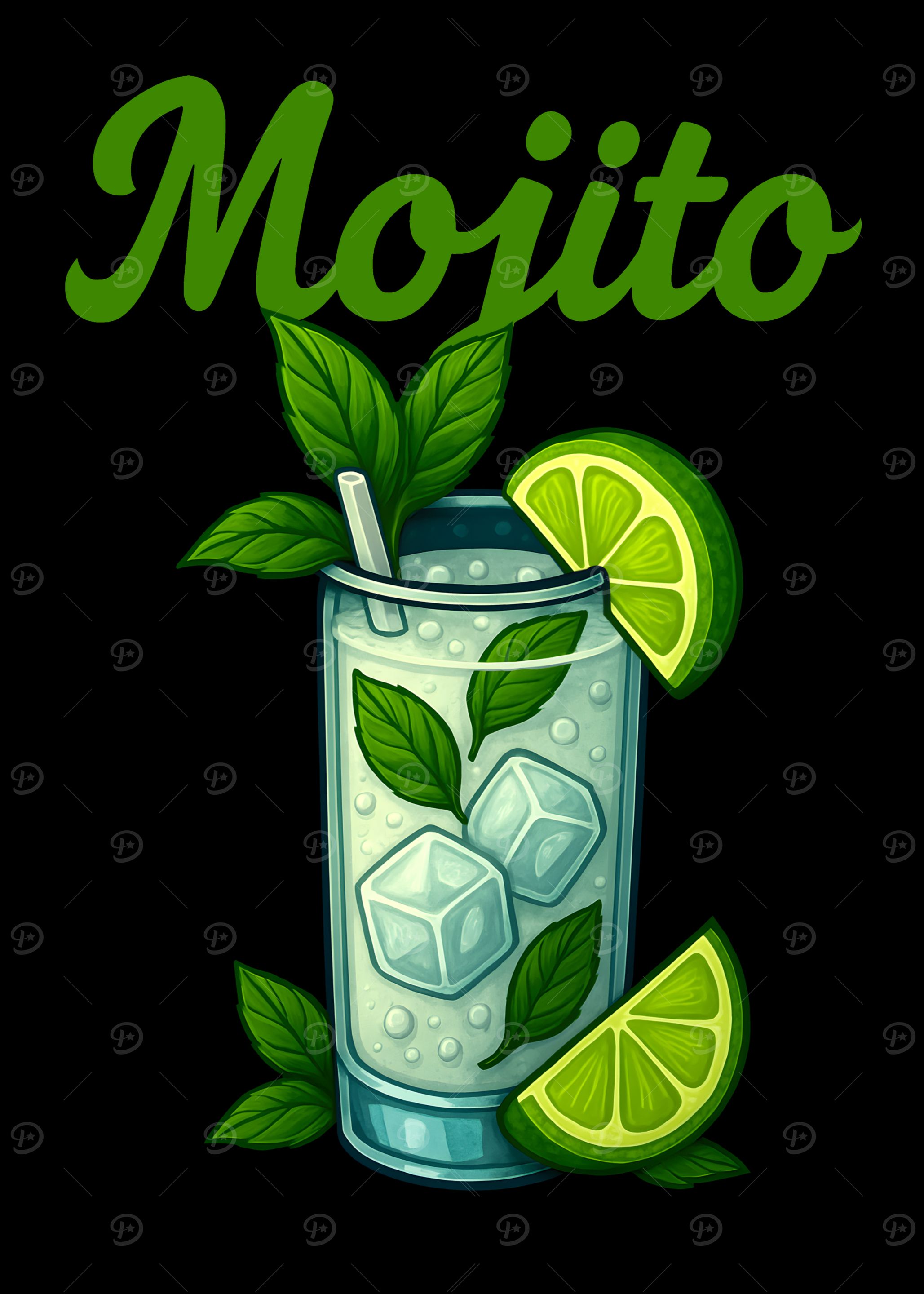 Mojito Cocktail Art Print – Fresh Mint & Lime Drink Recipe Wall Decor for Kitchen, Bar, or Summer Lounge
