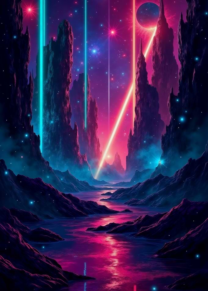 Neon Lit Alien Landscape