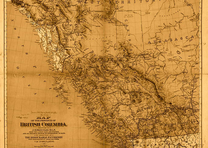 Vintage Map of British Columbia Province