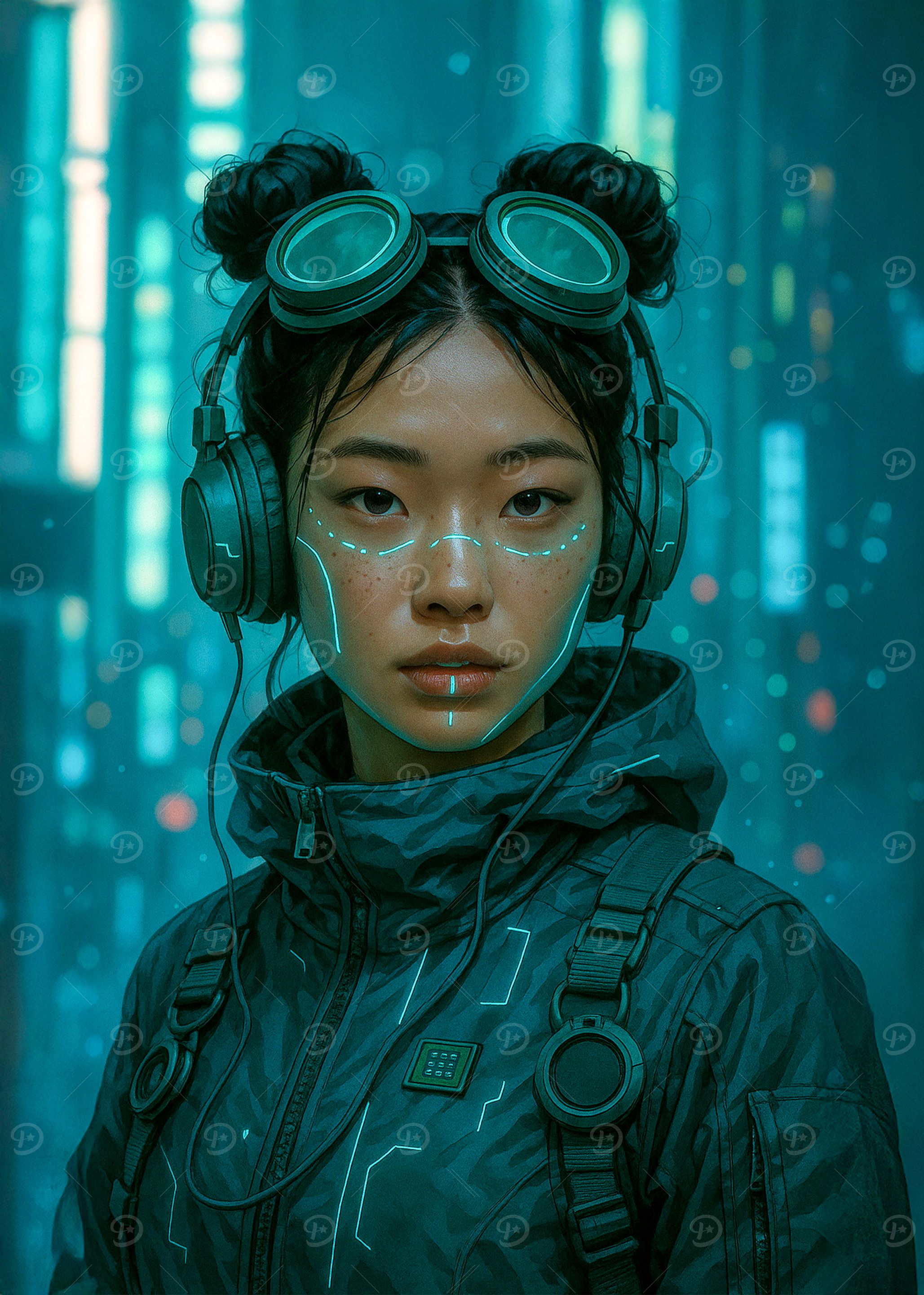 Cyberpunk Asian Woman Portrait