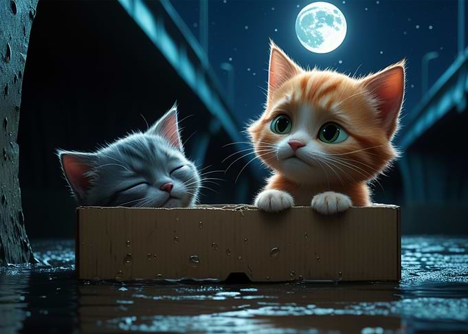 Two Cute Cats in a Box