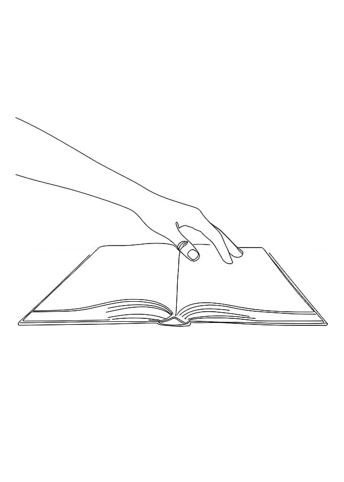 Hand over open book Minimalist line art