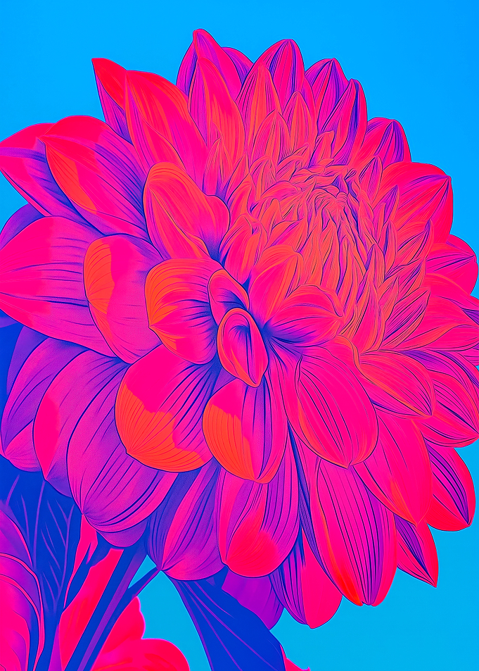 Vibrant Pink and Orange Dahlia Flower