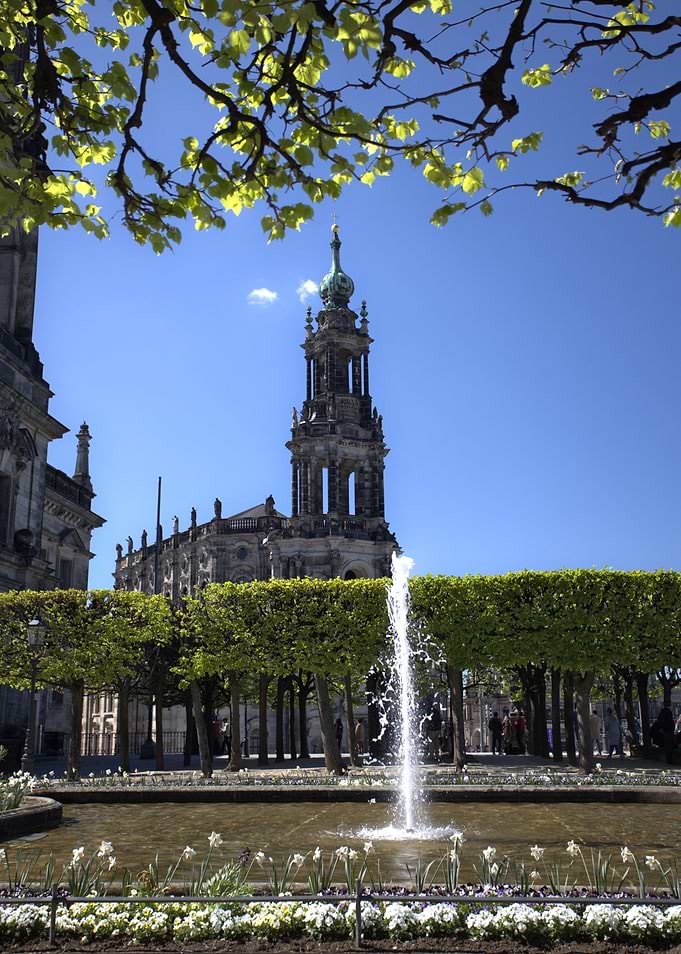 Dresden Cathedral and Fountain