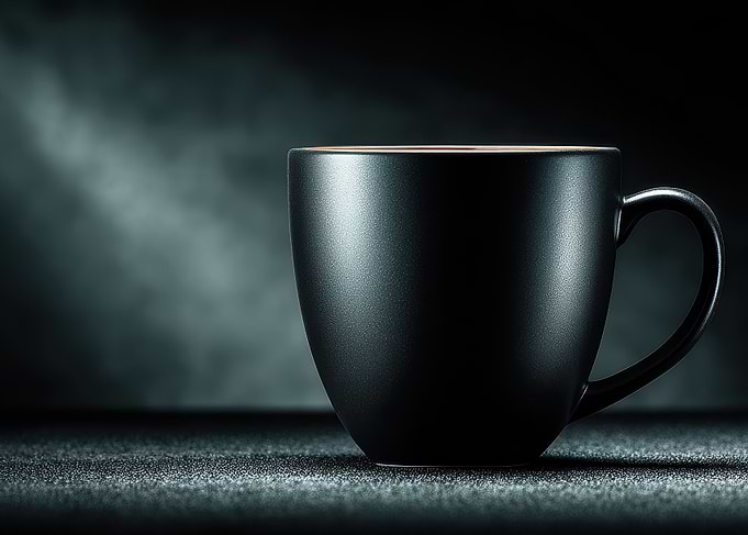 Elegant Black Coffee Mug Still Life