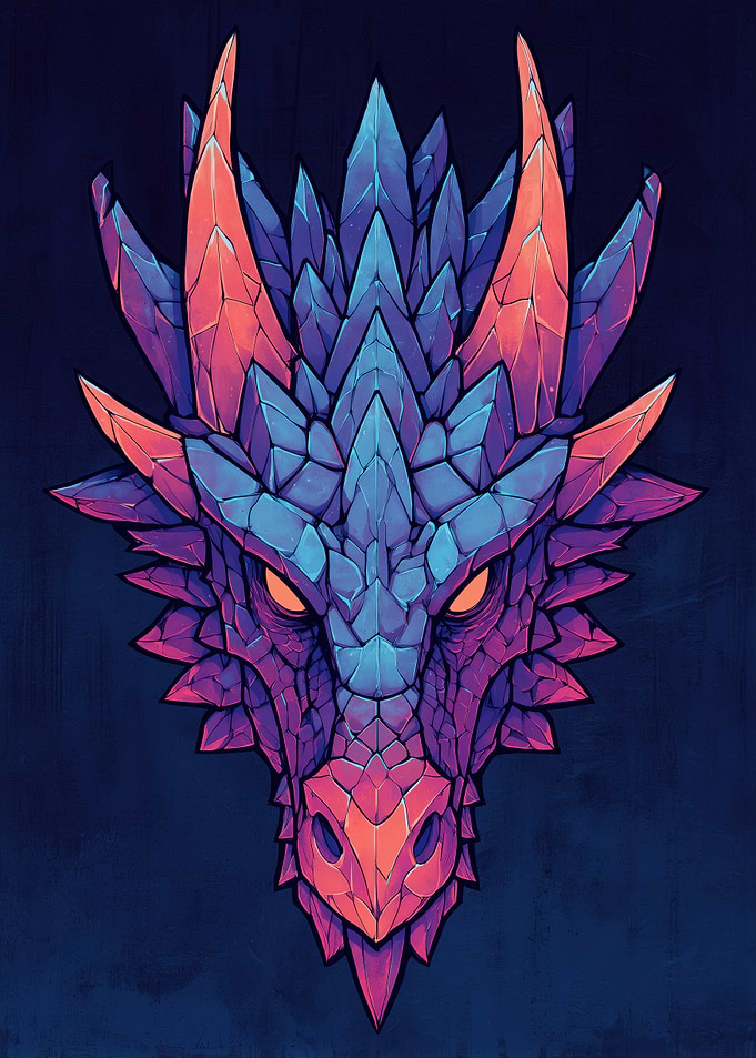 Crystalline Dragon Head Illustration